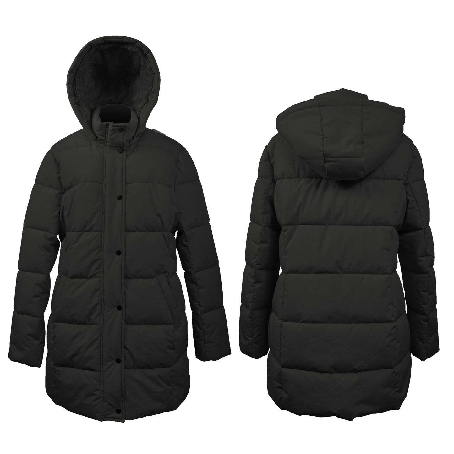 J19003, women’s fleece lined long puffer