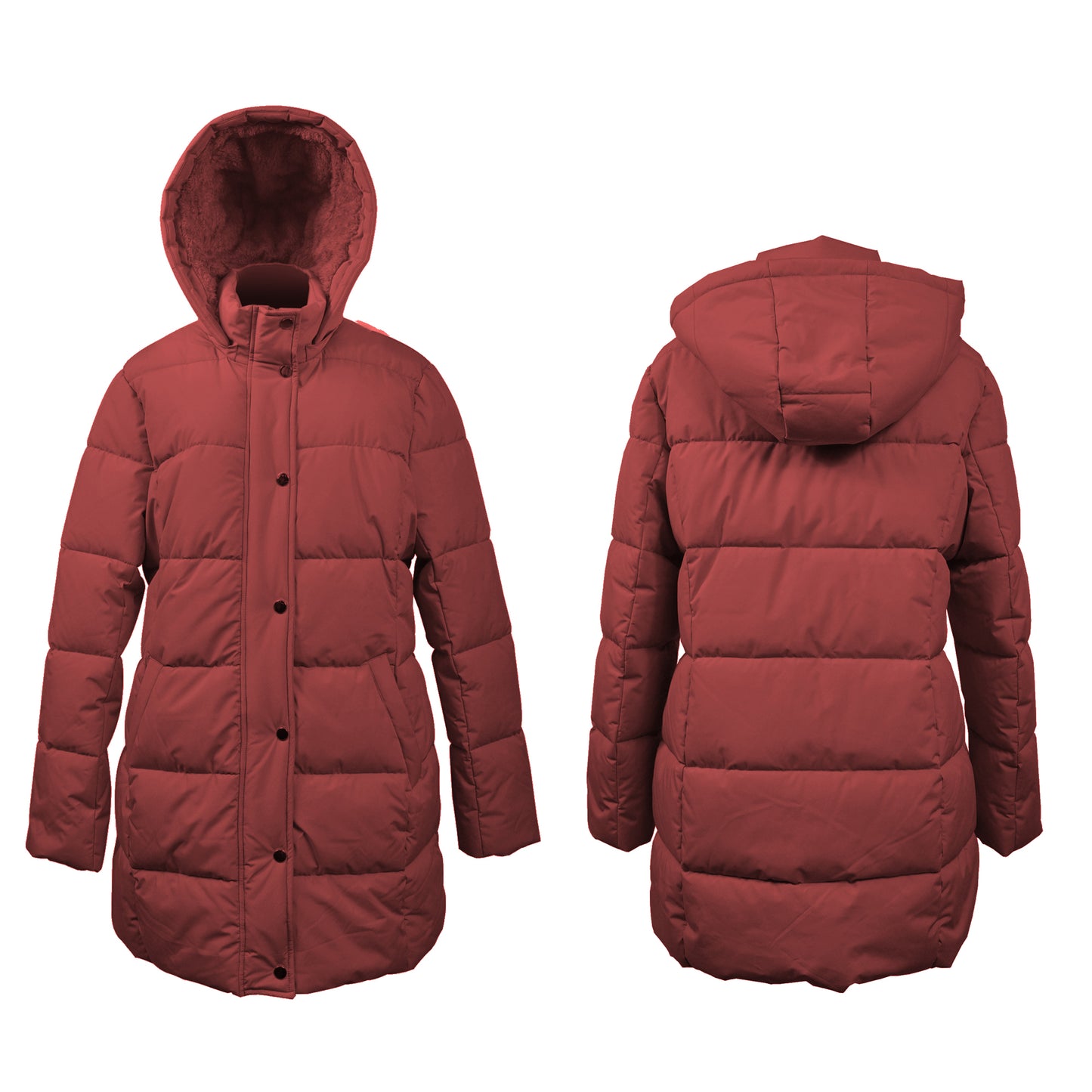J19003, women’s fleece lined long puffer