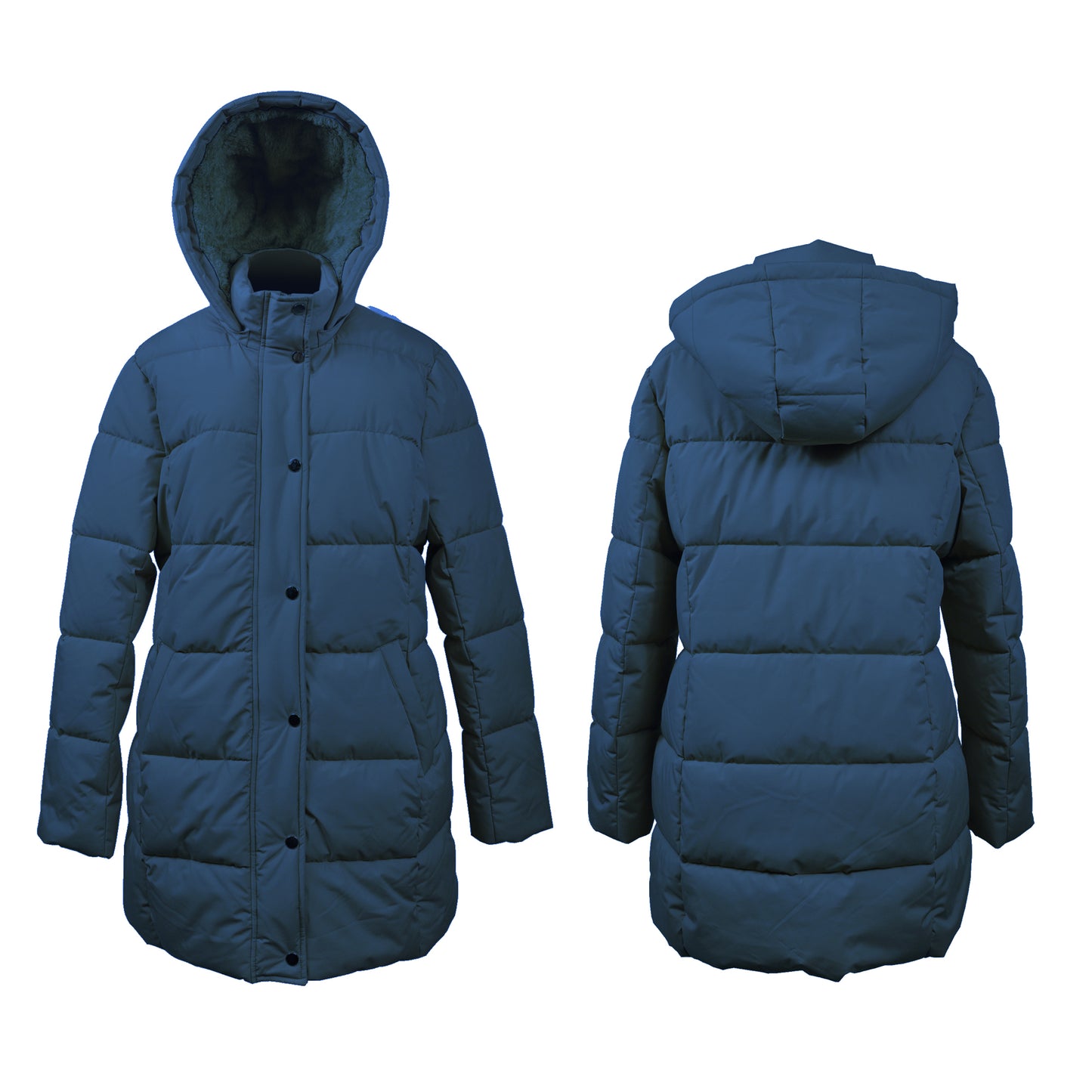 J19003, women’s fleece lined long puffer